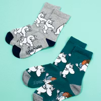 Nordic Buddies Moomintroll Kids Socks, Double Pack
