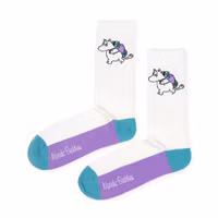 Nordic Buddies Moomintroll Adventure Men's Retro Socks, White, Turquoise and Lilac