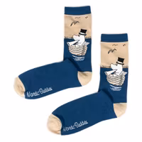 Nordic Buddies Moominpappa Boating Men Socks, Beige & Blue