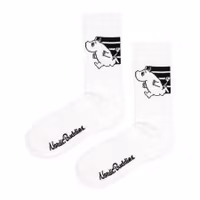 Nordic Buddies Moomintroll Active Crew Men's Socks, White & Black