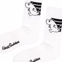 Nordic Buddies Moomintroll Active Crew Men's Socks, White & Black