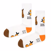 Nordic Buddies Sniff's Oranges Men's Retro Socks, White, Brown and Orange
