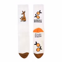 Nordic Buddies Sniff's Oranges Men's Retro Socks, White, Brown and Orange