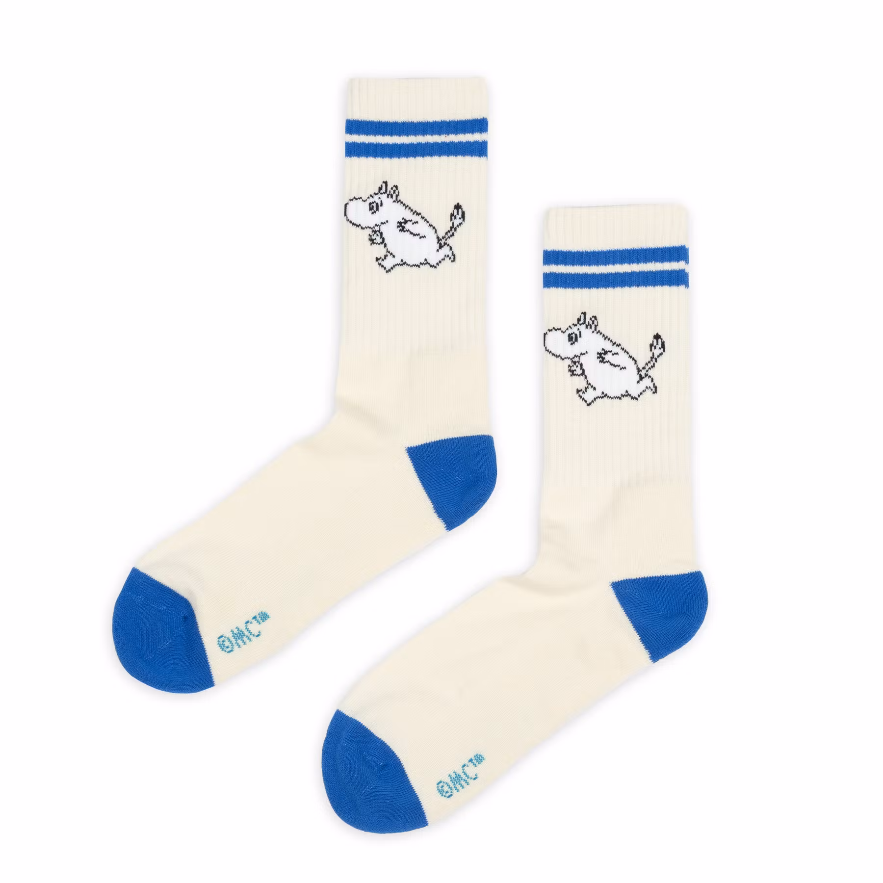 Nordic Buddies Mumintroll Herren Retro Socken, Weiß & Blau
