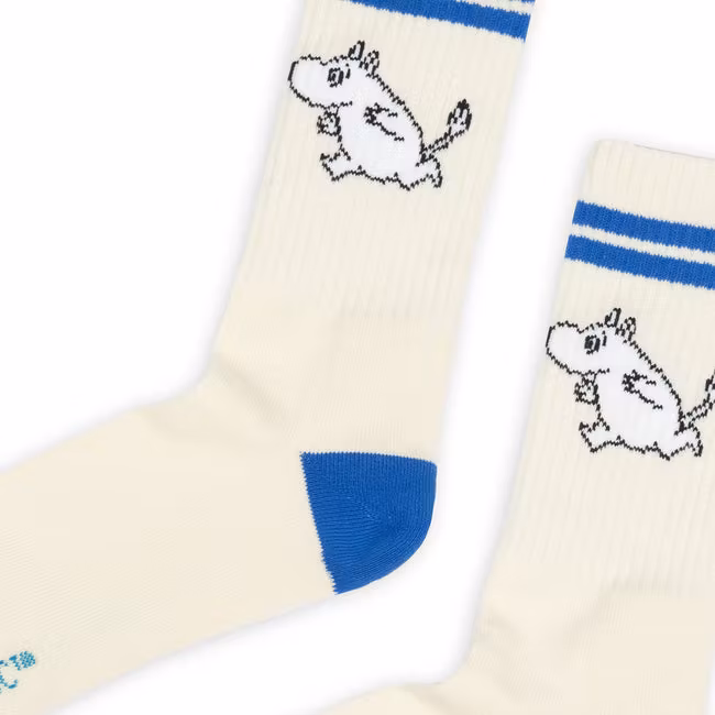 Nordic Buddies Mumintroll Herren Retro Socken, Weiß & Blau