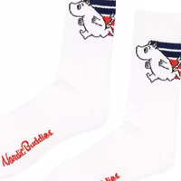 Nordic Buddies Moomintroll Active Crew Men's Socks, White/Blue/Red