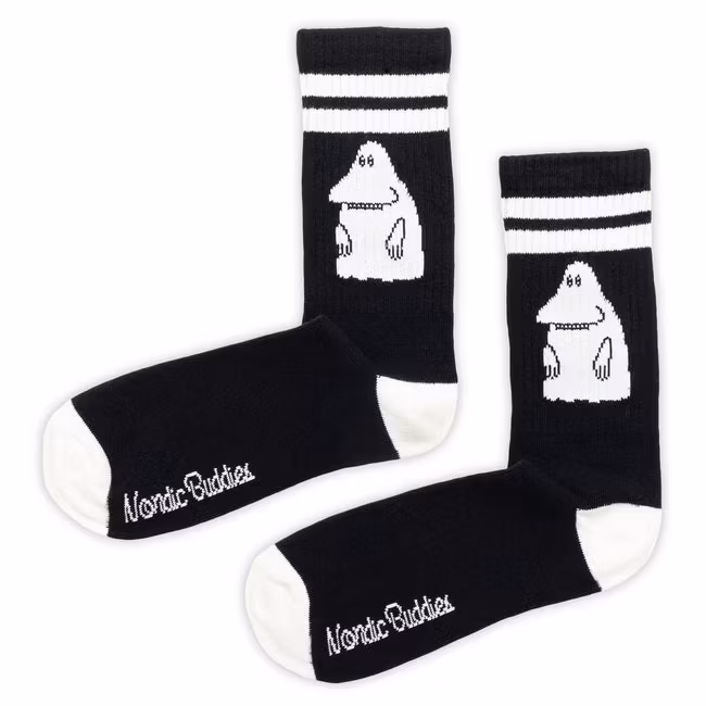 Nordic Buddies The Groke's Evening Walk Men's Retro Socks, Black/White