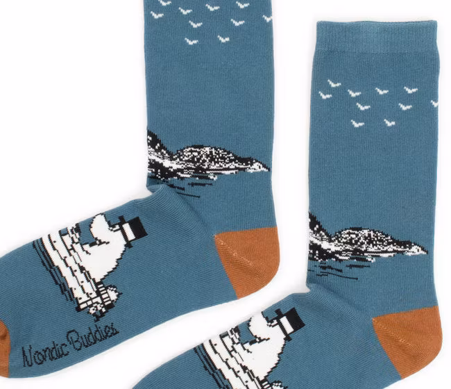 Nordic Buddies Moominpapa Boating Herrensocken, Petrolblau/Braun