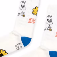 Nordic Buddies Moomintroll's Flower Men's Retro Socks, White/Red/Dark Blue