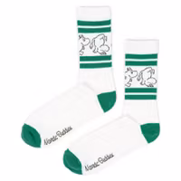 Nordic Buddies Moomintroll Men's Retro Socks, White/Green