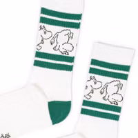 Nordic Buddies Moomintroll Men's Retro Socks, White/Green
