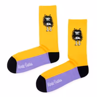 Nordic Buddies Stinky's Get Away Men's Retro Socks, Violet/Yellow/Black