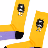 Nordic Buddies Stinky's Get Away Men's Retro Socks, Violet/Yellow/Black