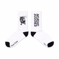 Nordic Buddies Stinky's Getaway Men's Retro Socks, White/Black