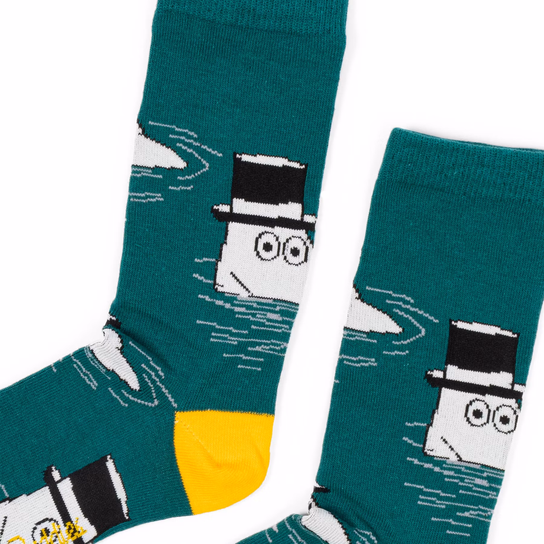 Nordic Buddies Moominpappa Swimming Men Socks, Petrol Green/Yellow