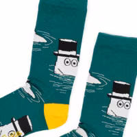 Nordic Buddies Moominpappa Swimming Men Socks, Petrol Green/Yellow