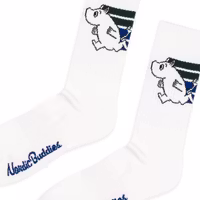 Nordic Buddies Moomintroll Active Crew Men's Socks, White/Green