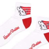 Nordic Buddies Moomintroll Active Men's Ankle Socks, White/Red