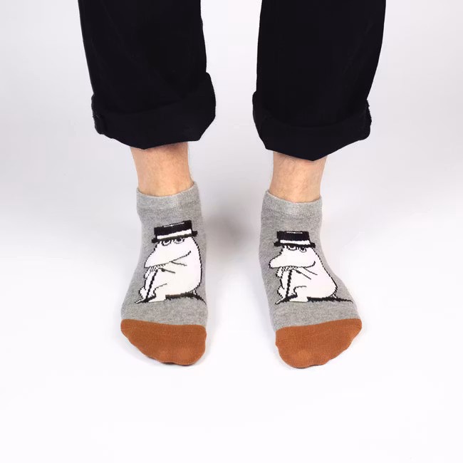 Nordic Buddies Moominpappa Wondering Men Enkelsokken, Grijs