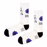 Nordic Buddies Moomintroll's Flower Men's Retro Socks, White/Blue/Black