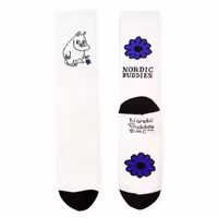 Nordic Buddies Moomintroll's Flower Men's Retro Socks, White/Blue/Black
