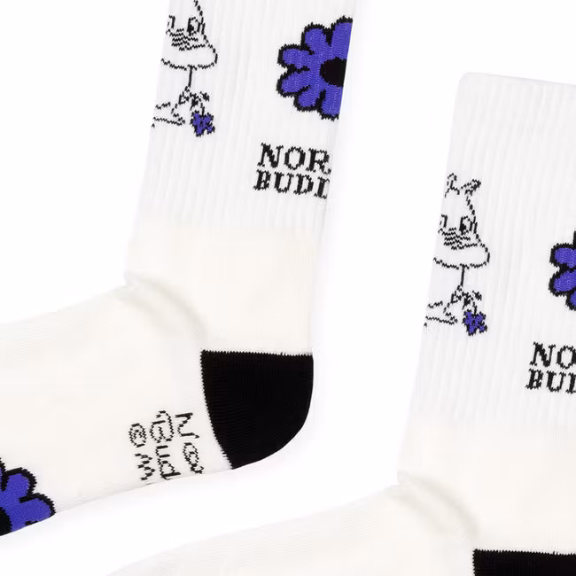 Skarpetki męskie retro Nordic Buddies Moomintroll's Flower, białe/niebieskie/czarne