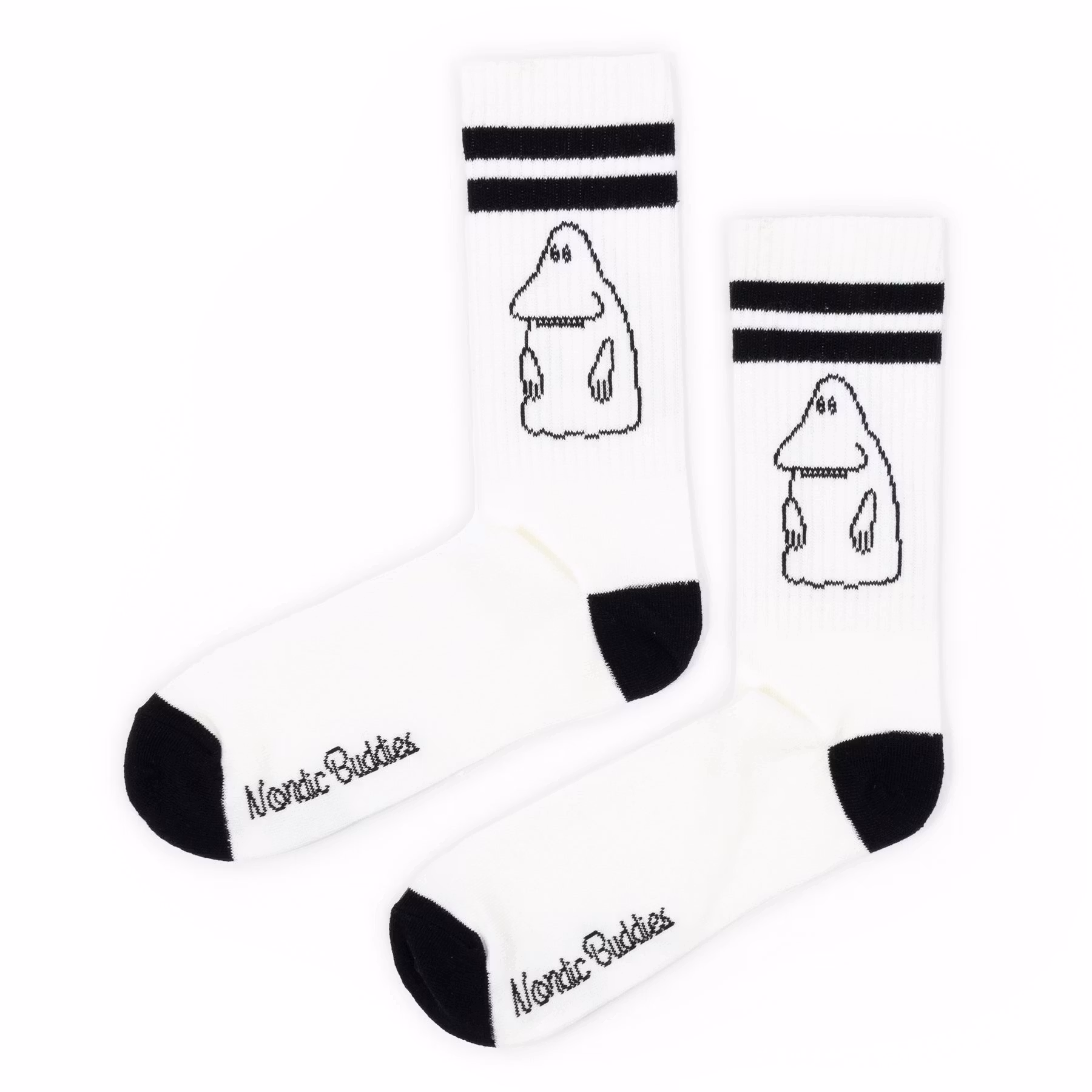 Nordic Buddies The Groke Men's Retro Socks, White/Black