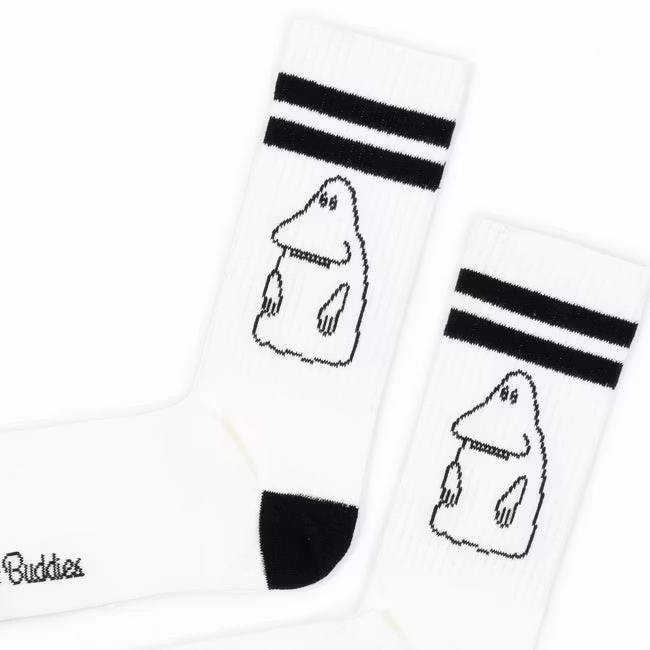 Nordic Buddies The Groke Men's Retro Socks, White/Black