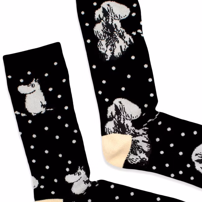 Nordic Buddies Exklusive Kollektion Mumintroll Winterland Herrensocken, Schwarz