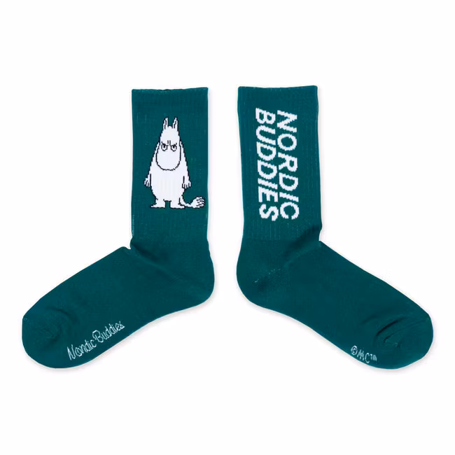 Nordic Buddies Mumintroll Angry Herren Retro Socken, Grün