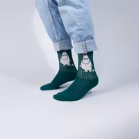 Nordic Buddies Moomintroll Angry Men's Retro Socks, Green