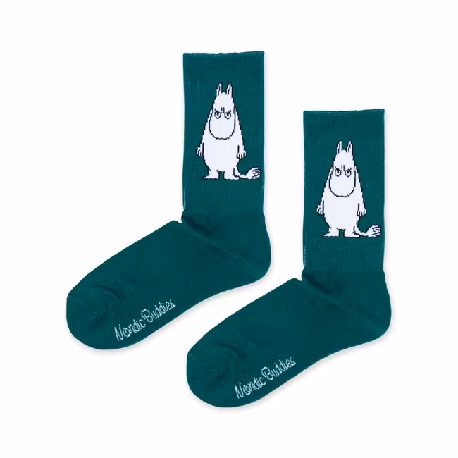 Nordic Buddies Mumintroll Angry Herren Retro Socken, Grün