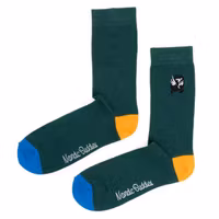 Nordic Buddies Stinky's Getaway Embroidery Men Socks,  Green, Blue and Orange