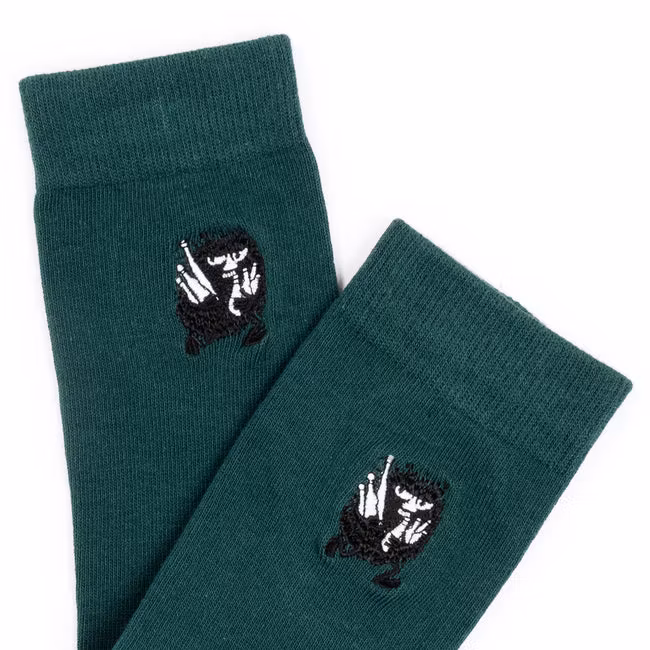 Nordic Buddies Stinky's Getaway Embroidery Men Socks,  Green, Blue and Orange