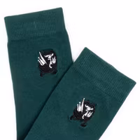 Nordic Buddies Stinky's Getaway Embroidery Men Socks,  Green, Blue and Orange