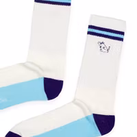 Nordic Buddies Moomintroll Running Embroidery Men Socks, White/Light Blue/Navy