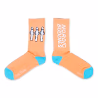 Nordic Buddies Hattifatteners Men's Retro Socks, Peach and Turquoise