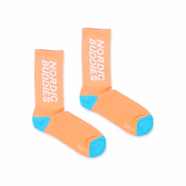 Nordic Buddies Hattifatteners Herren Retro Socken, Pfirsich und Türkis