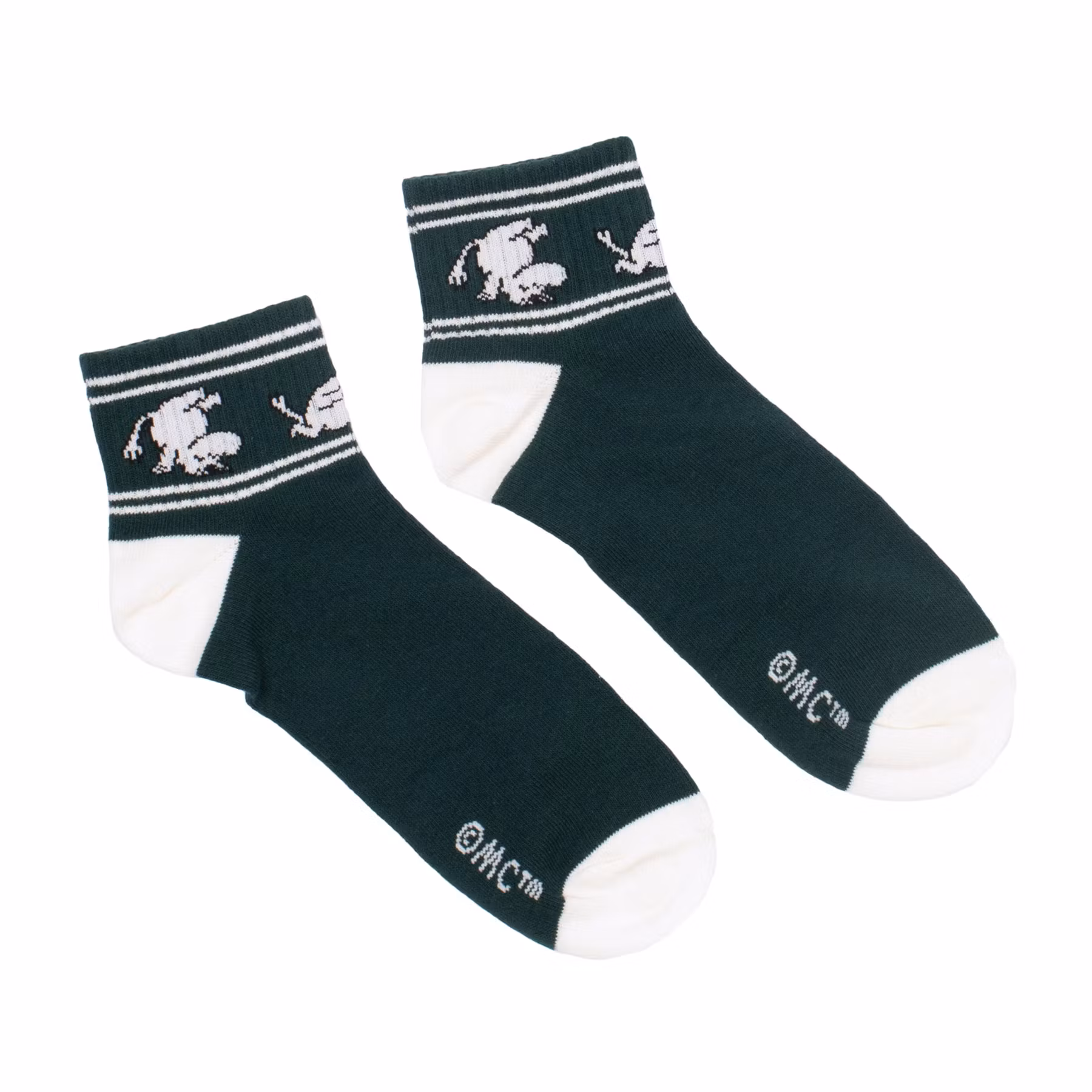 Skarpetki do kostki Nordic Buddies Moomintroll Running Men's Retro, leśnozielone i białe