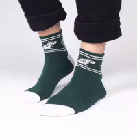 Nordic Buddies Moomintroll Running Men's Retro Ankle Socks, Forest Green & White