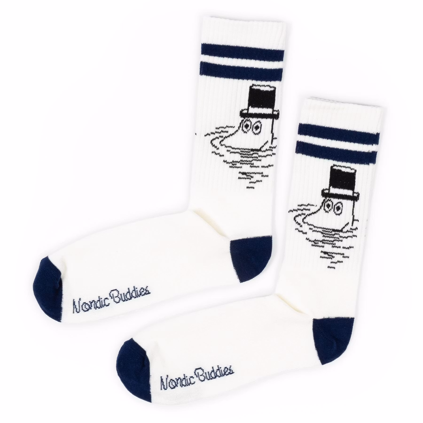 Nordic Buddies Moominpappa Men's Retro Socks, White & Blue