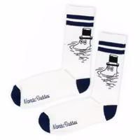 Nordic Buddies Moominpappa Men's Retro Socks, White & Blue