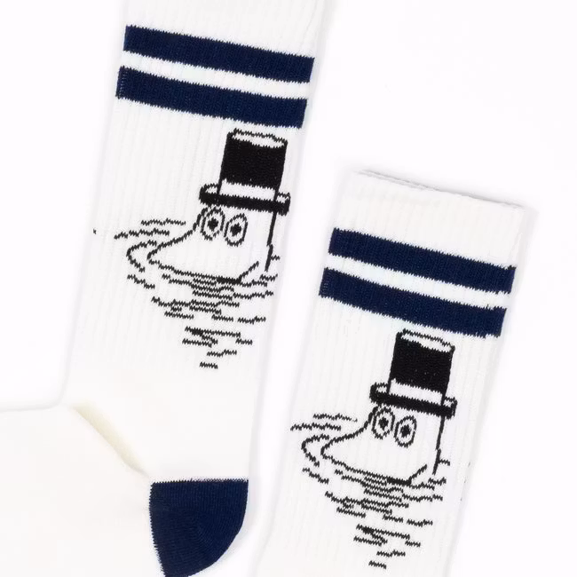 Nordic Buddies Moominpappa Men's Retro Socks, White & Blue
