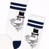Nordic Buddies Moominpappa Men's Retro Socks, White & Blue