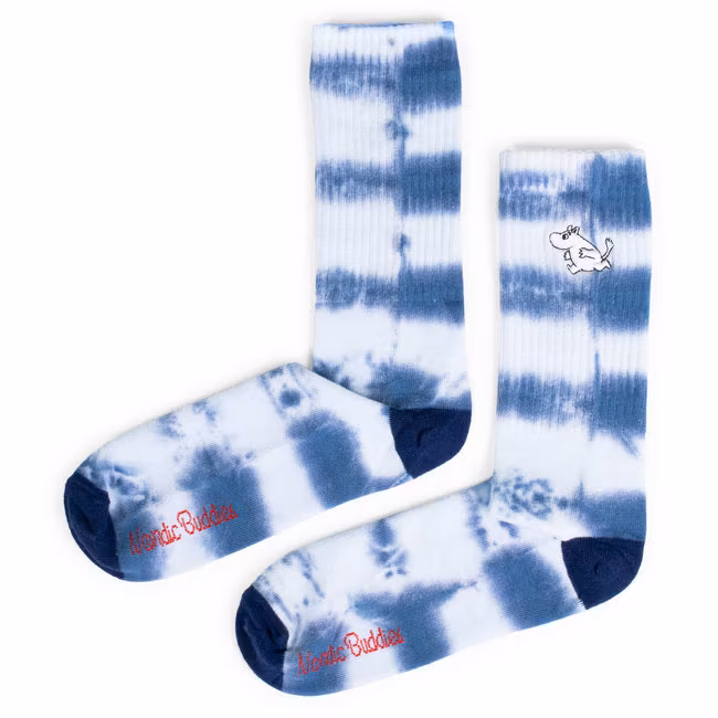 Skarpetki męskie Nordic Buddies Moomintroll Tie Dye, niebiesko-białe