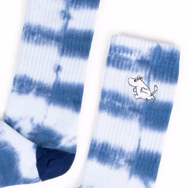 Skarpetki męskie Nordic Buddies Moomintroll Tie Dye, niebiesko-białe