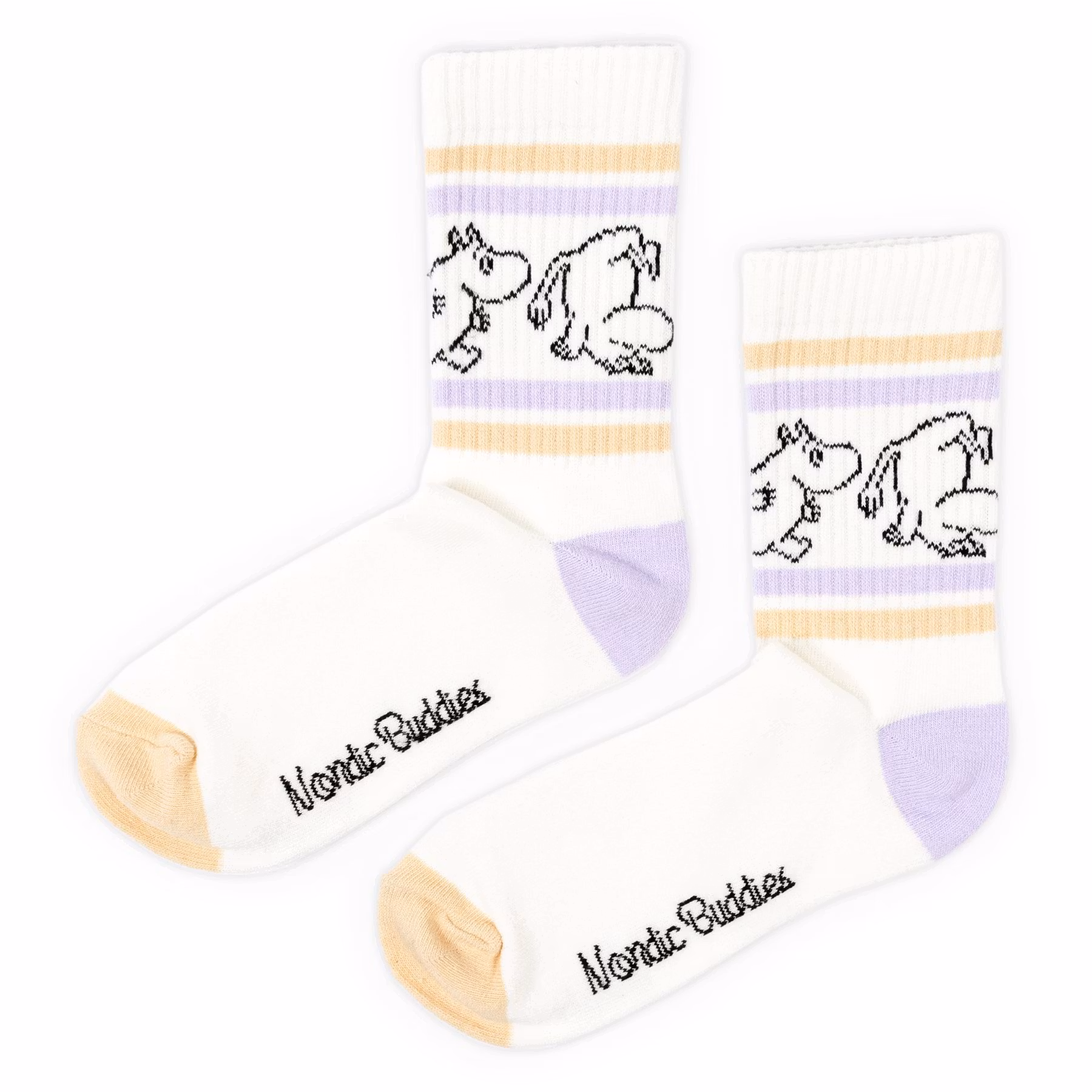 Nordic Buddies Moomintroll Women's Retro Socks - White, Lilac and Peach