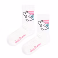 Nordic Buddies Moomintroll Active Crew Women's Socks - White/Pink