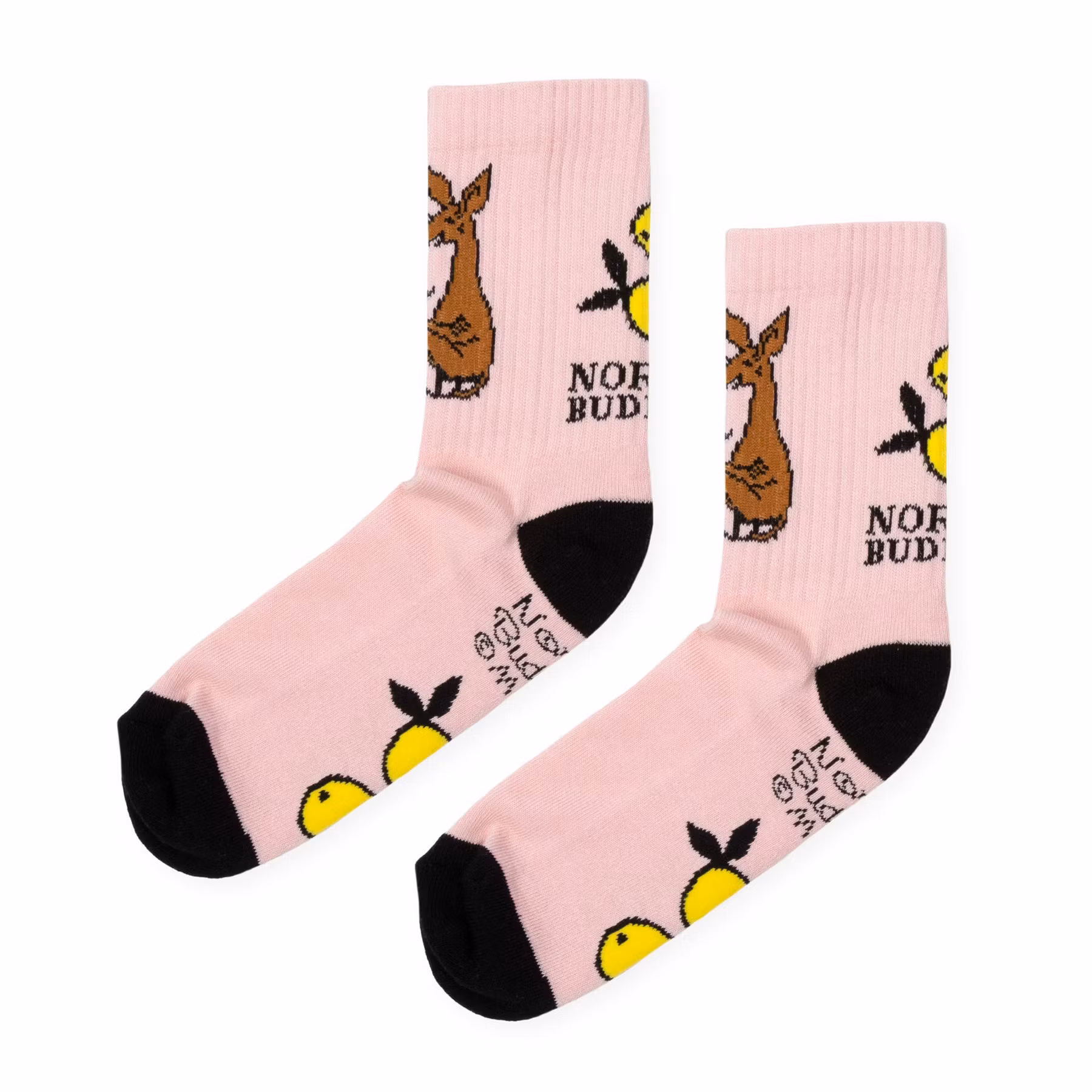 Nordic Buddies Sniff's Lemons Women's Retro Socks - Light Pink and Black