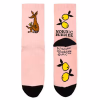 Nordic Buddies Sniff's Lemons Women's Retro Socks - Light Pink and Black